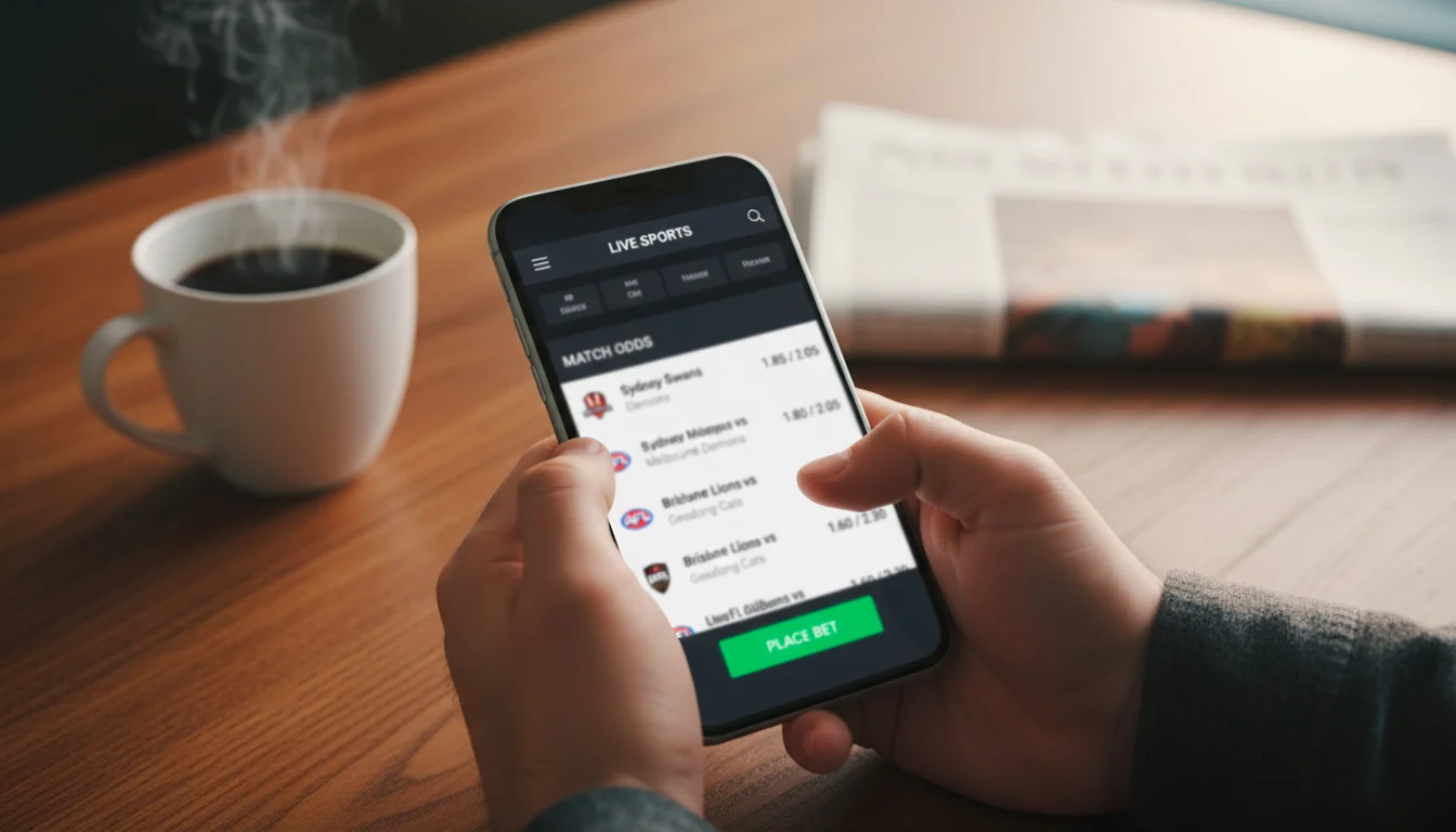 Australian punter reviewing licensed betting operator options on mobile device
